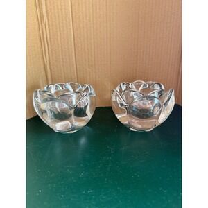 Vtg Royal Copenhagen Lotus Flower Votive Candle Holders Set of 2 Heavy Tulip